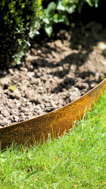 Metal Lawn Edging Rust Non-Galvanised Steel (Pack: 5 x 1m lengths)