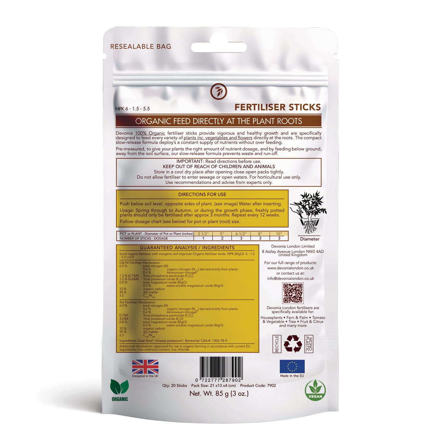Organic Plant Food Sticks for Vegetables Fruits and Flowering Plants