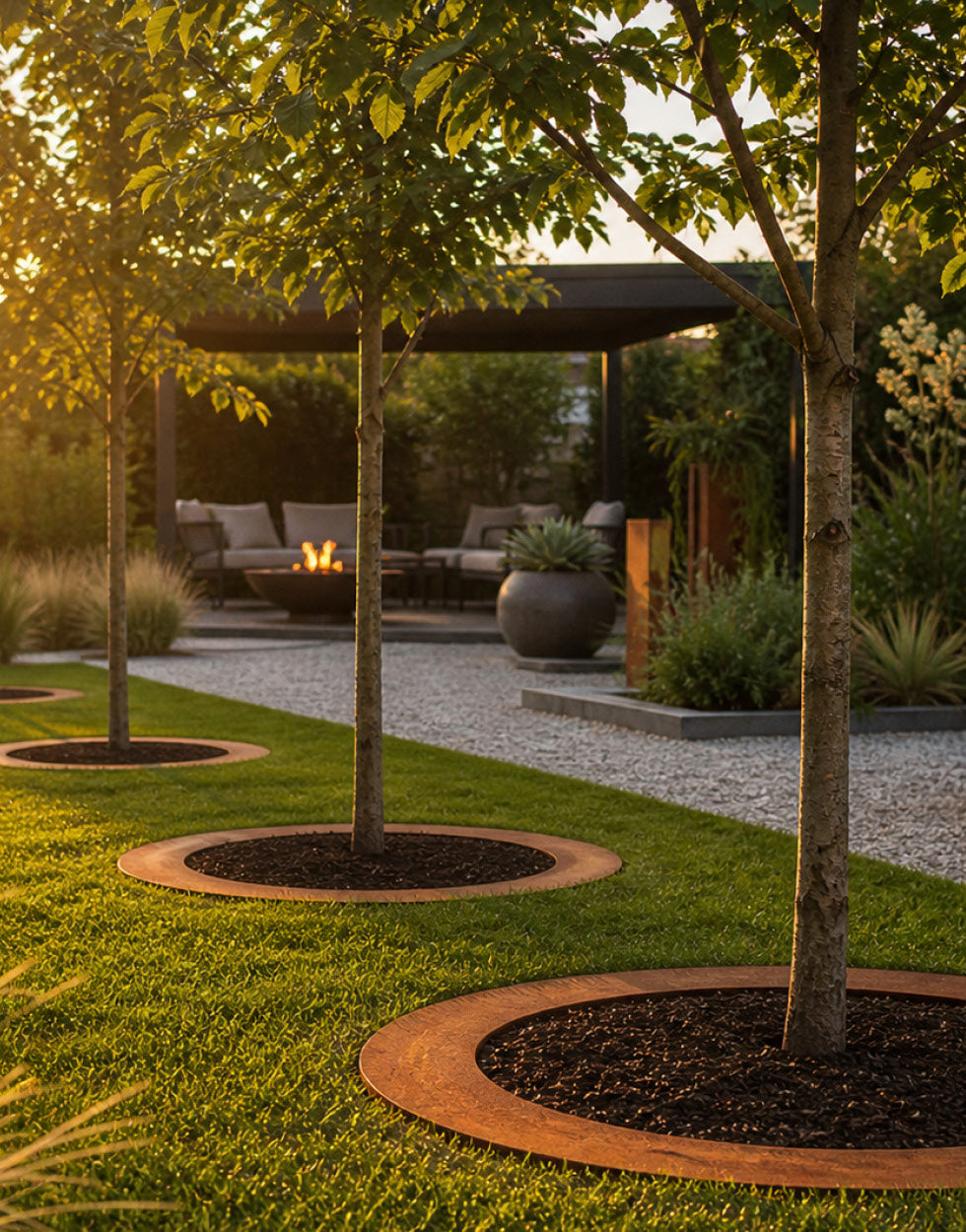 Metal Tree Protection Ring – Rust Steel (non-galvanised) 50 or 70cm
