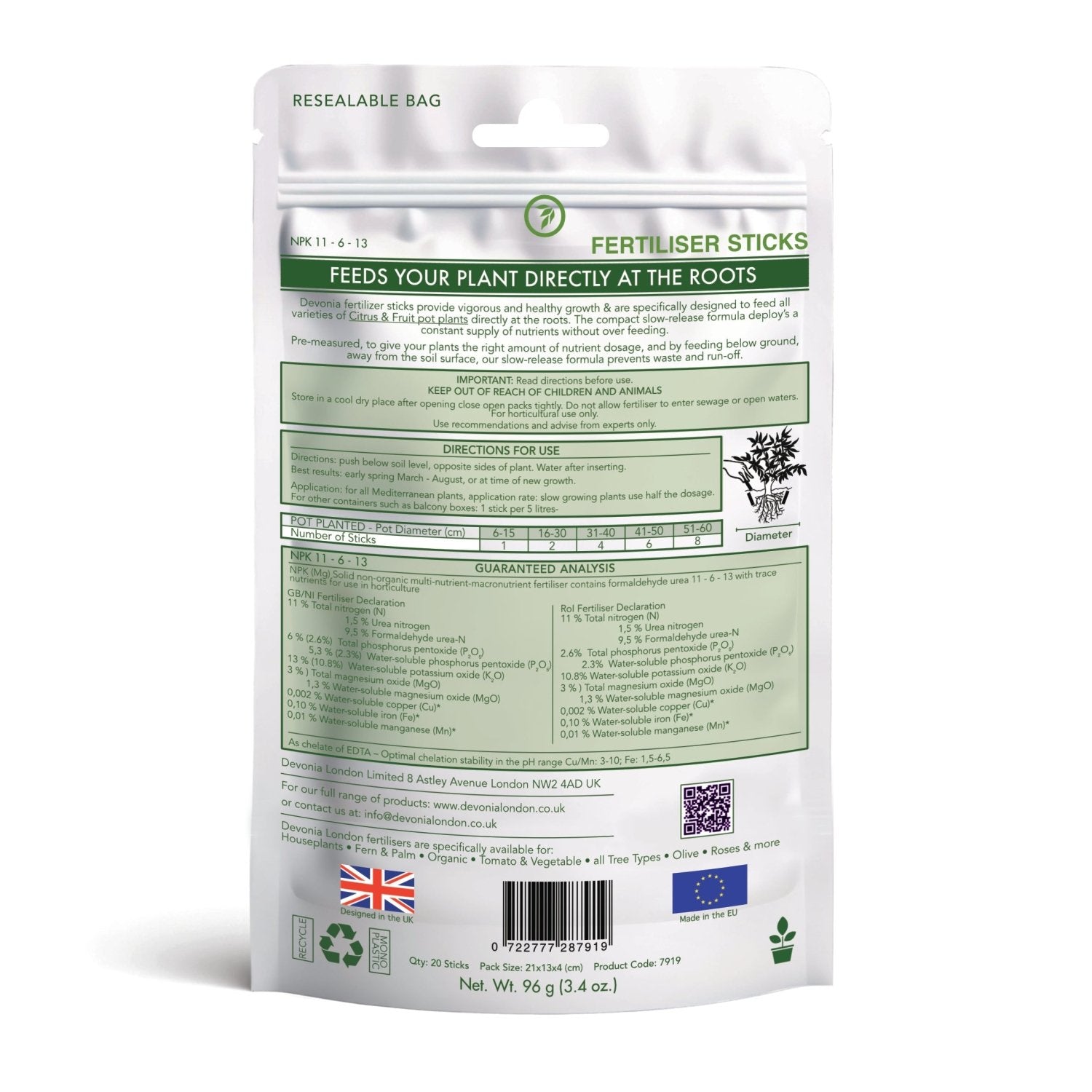 Citrus and Fruit Plant Food Sticks - Devonia London