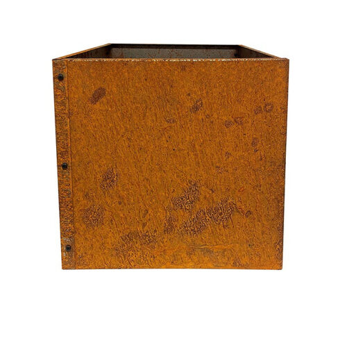 metal plant pot in a rusty finish