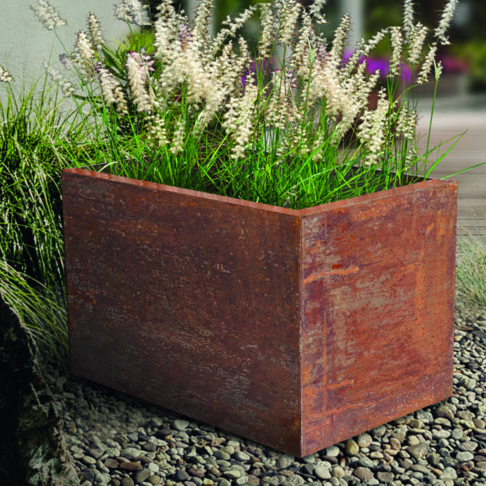 devonia_corten steel planter rusty metal plant pot